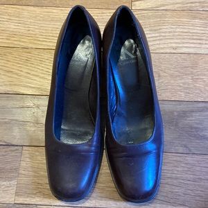 CK brown leather chunk heels.  Size 8. Calvin Klein. 💜BOGO item